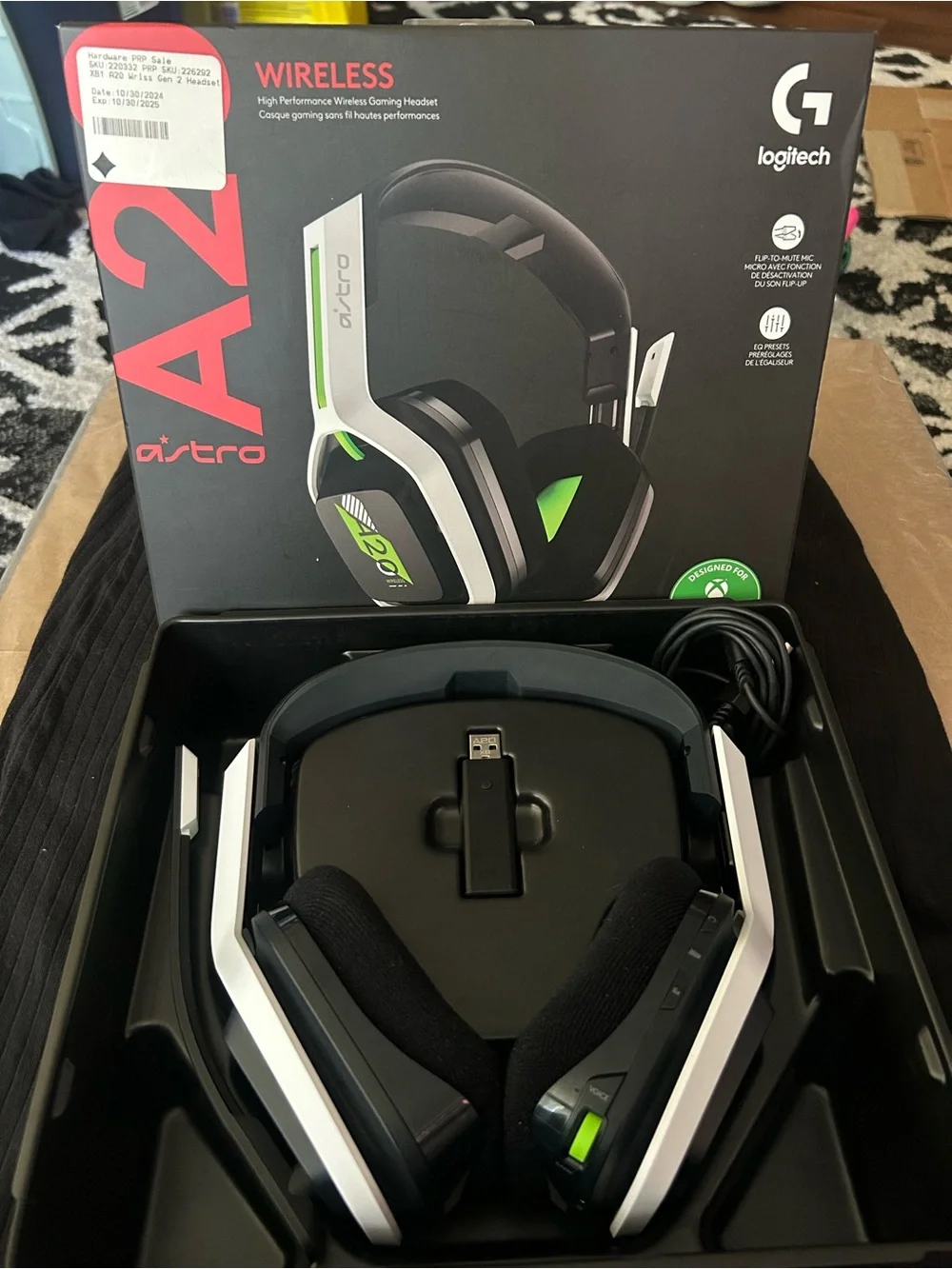 Logitech Astro A20 Wireless Gaming Headset - Black, White & Green